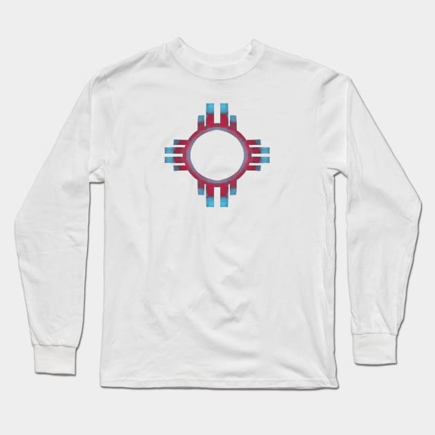 Turquoise & Red Zia Long Sleeve T-Shirt by lizzyad